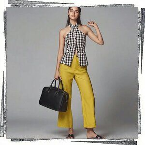 NWT: Yellow “The Colette” Linen Blend Cropped Wide-Leg Pants (24 Tall) by Pilcro